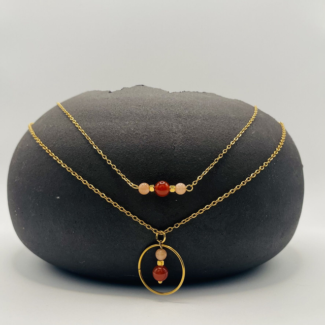 Duo de colliers Adèle &amp; Romy - agate rouge