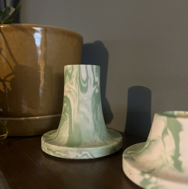 Candlestick - tall - sage green