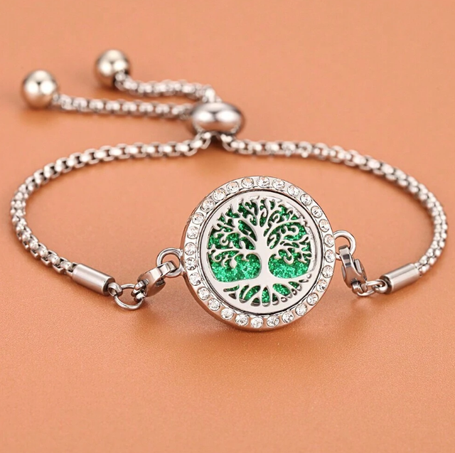 Bracelet diffuseur d'huiles essentielles argent " Arbre de Vie "