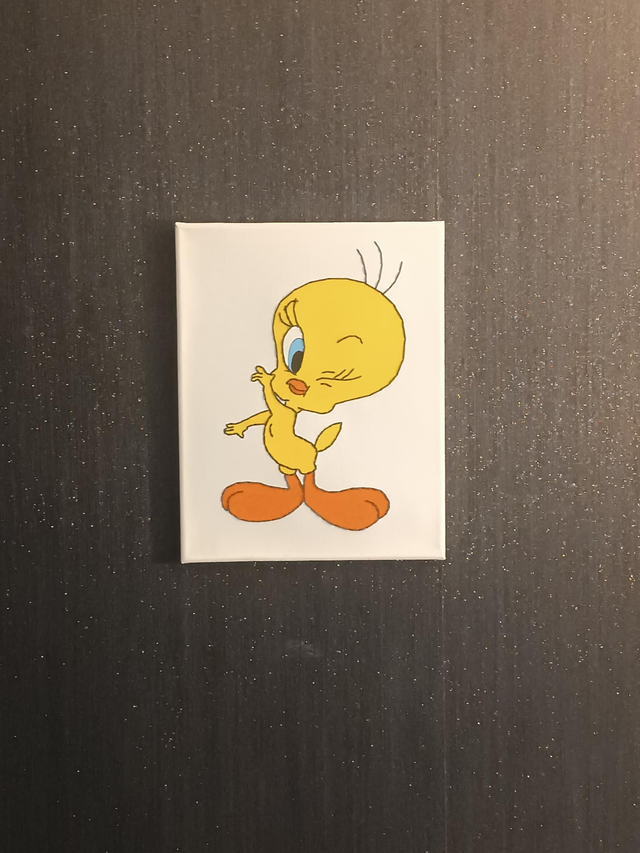 Toile brodée canari