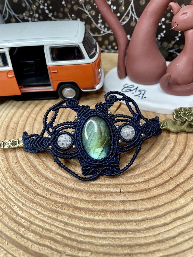 Barrette à Cheveux Labradorite Bleu 