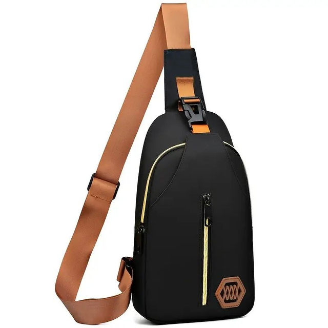 Sac Bandoulière noir Léger en Nylon Unisexe avec Sangle Réglable 