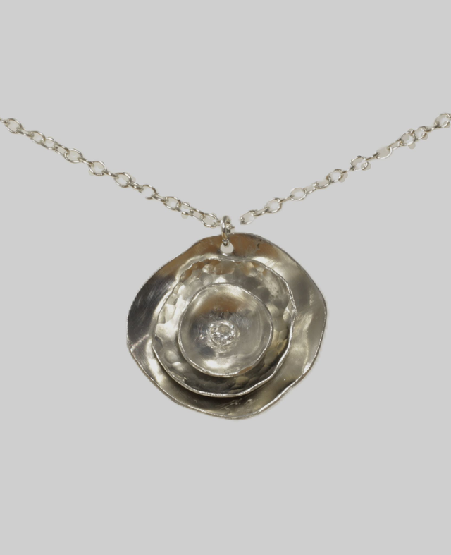 Stacked Dome Pendant with Cubic Zirconia Stone 