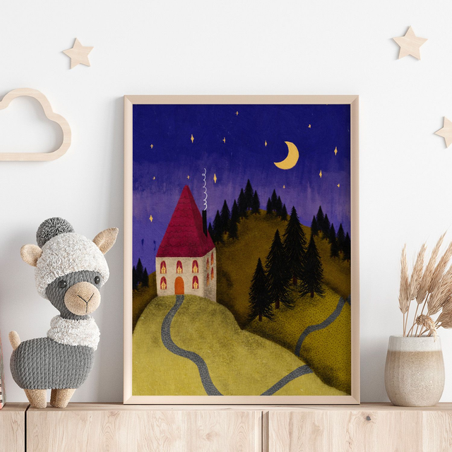 Affiche Maison sur la colline - Décoration chambre enfant ou salle de jeux