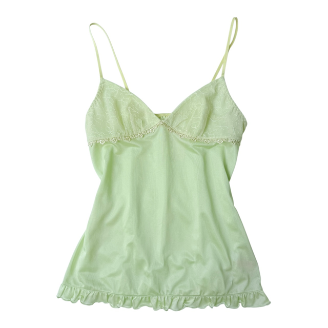 Japanese brand coquette green floral embroidered cups cami 