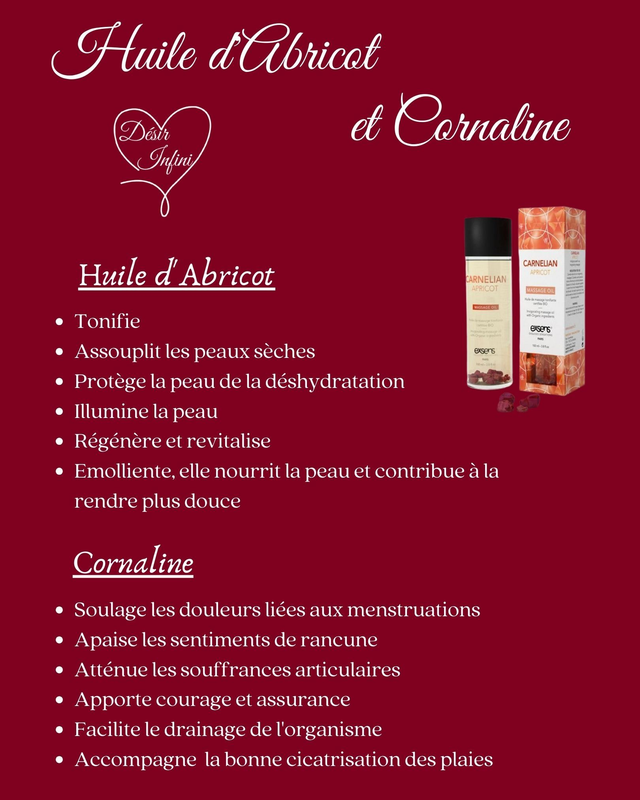 Huile de massage bio Abricot et Cornaline