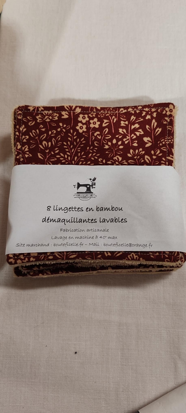 Lingettes Bambou &quot;FLANELLE Bordeaux&quot;
