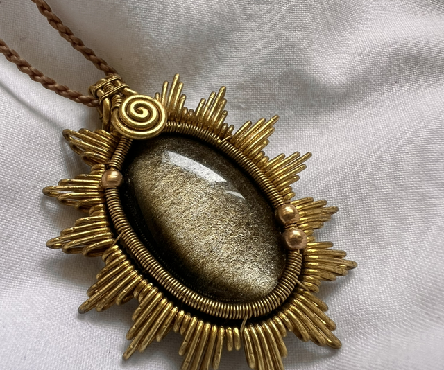☀️ “Golden Dawn” – Adjustable Sun Talisman with Golden Obsidian