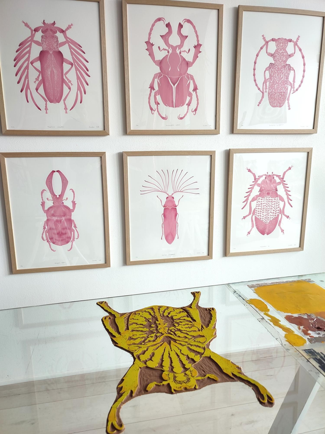 Linogravure insecte 40x50 cm