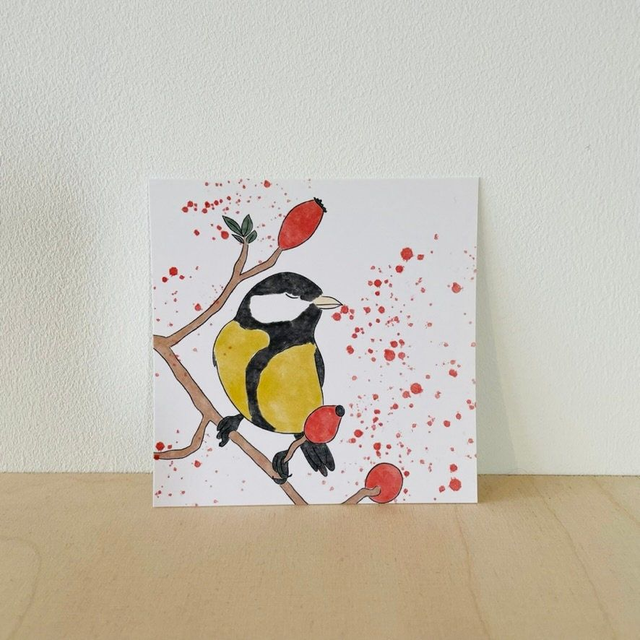 Kleine kaart koolmees, 10 x 10 cm