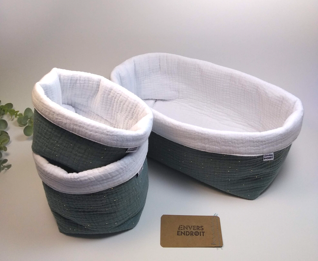 Paniers en double gaze unie couleur vive