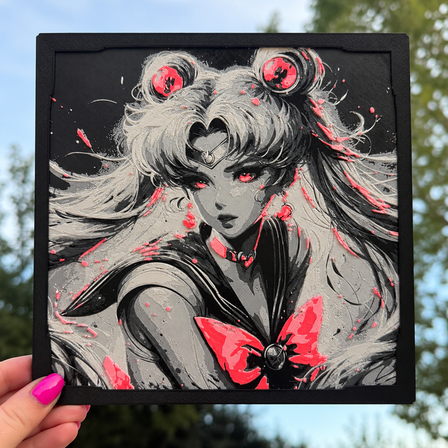 Sailor Moon Anime 3D Printed HueForge Framed Wall Art