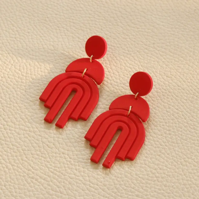 Red arch earrings