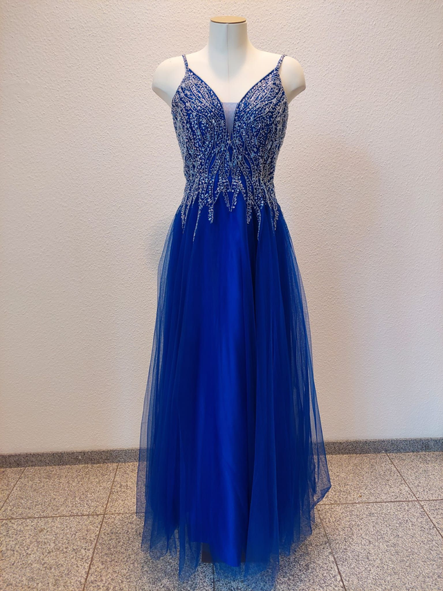 Abendkleid mit Spaghetti-Trägern & pailletten 