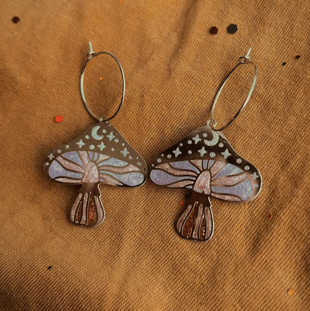 Pastel Celestial Mushroom Earrings