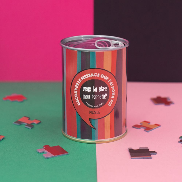 Puzzle à message "Veux tu être mon parrain"