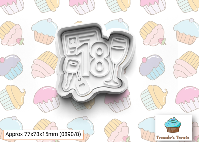 Happy Birthday number 18 Fondant/cookie stamp with cutter