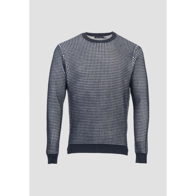 B17D0054 - Antony Morato MAGLIA SLIM FIT IN FILATO MISTO LANA CON QUADRETTO IN CONTRASTO CO