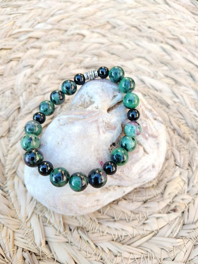 Bracelet Rubis Zoisite et pierre de lave