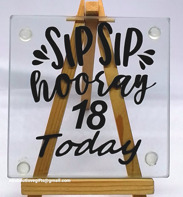 Coaster Unique Hand Designed Glass for a 18th Birthday 