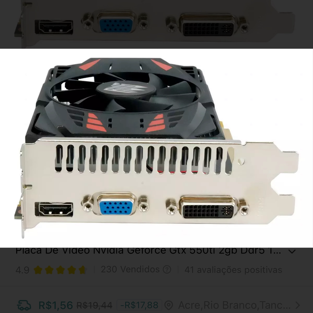 Placa De Vídeo Nidia Geforce Gtx 550ti 2gb Ddr5 128bits