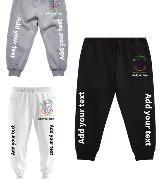 Customised jogging bottoms with text and logo