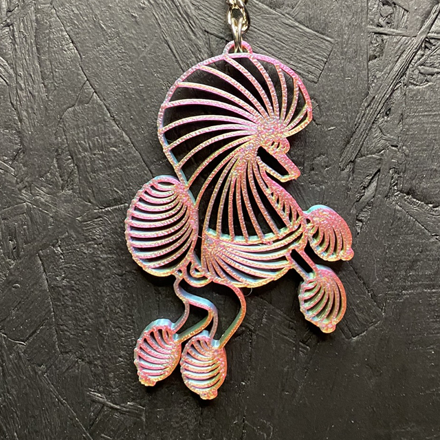 3D - Keychain Poodle Continental Pink Blossom