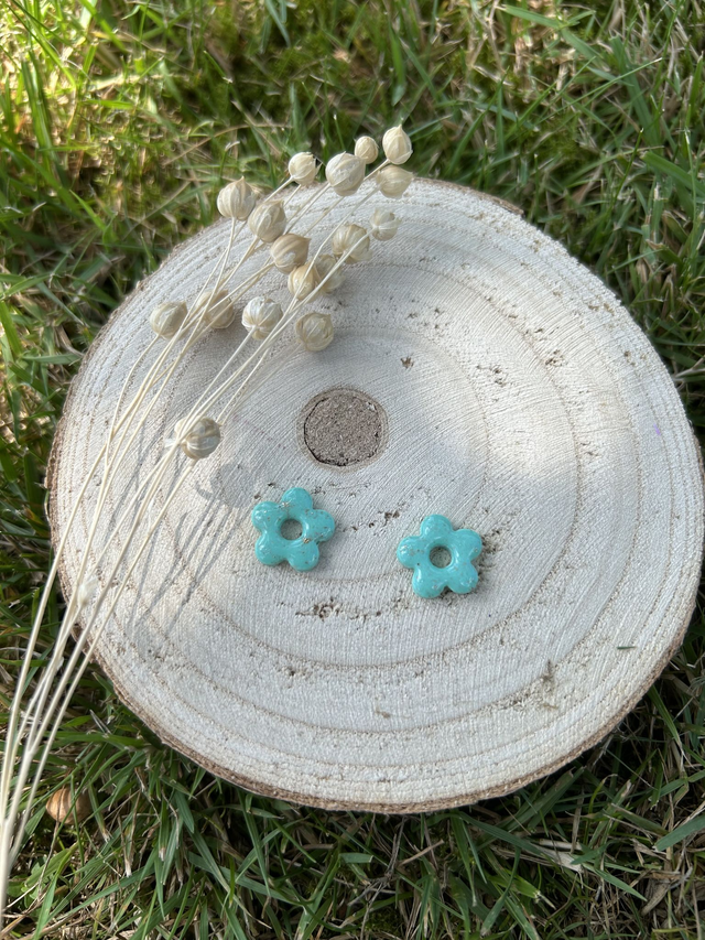 Pampilles mini Alma vert d’eau + or