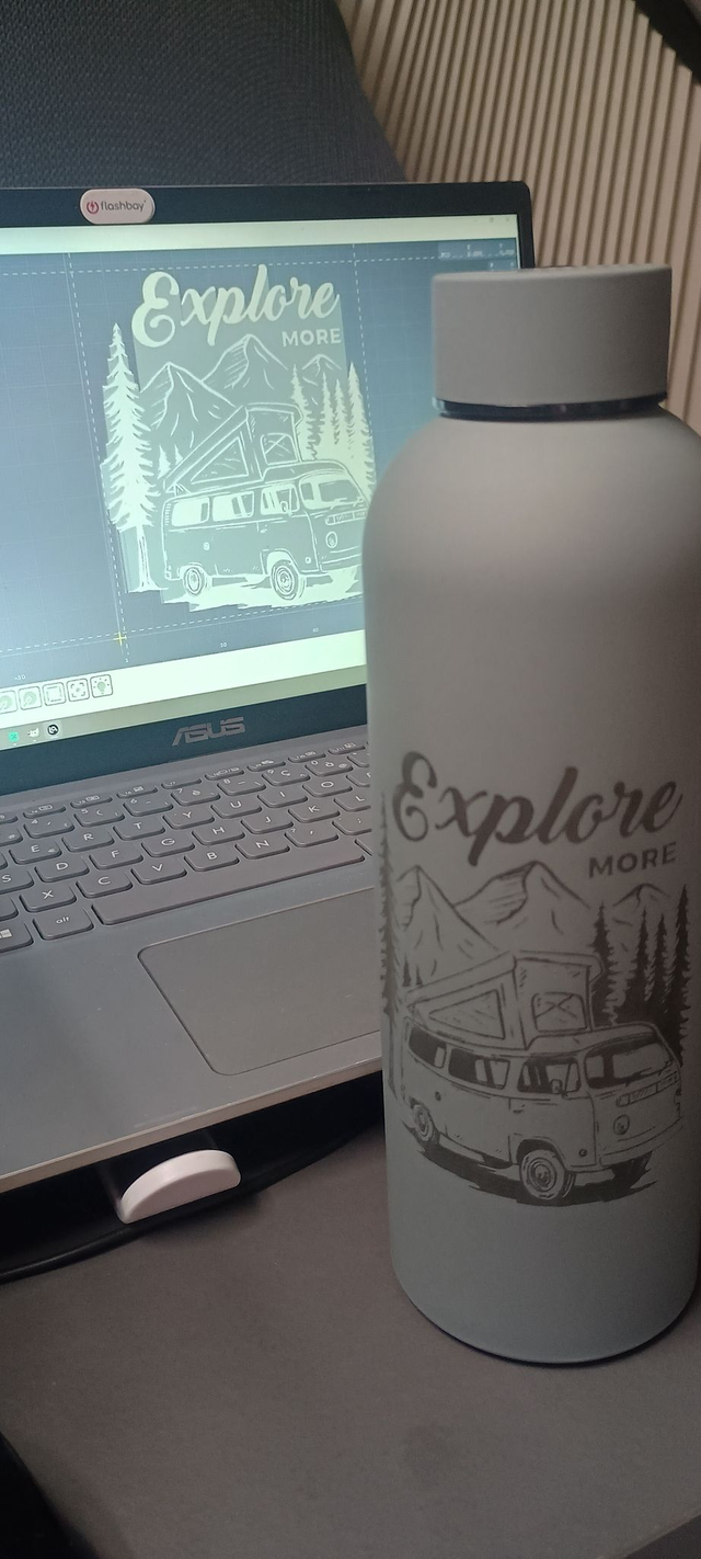 Gourde isotherme 500ml Grise "Explore more"