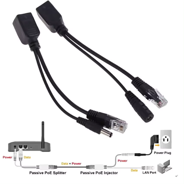 Adaptador PoE inyector y separador cable RJ45