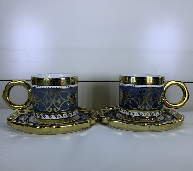 Service à café 6 pièces-doré blanc noir 