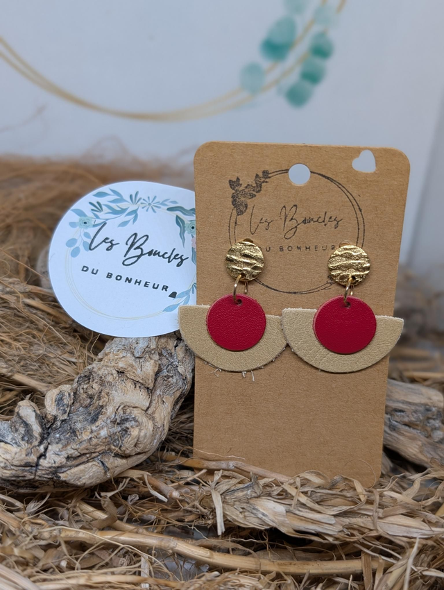 Boucles d&#039;oreilles Donatelle doré rouge do003