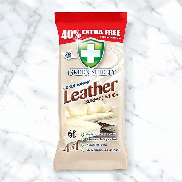Green Shield Leather Conditioning Surface Wipes - 70 Pack