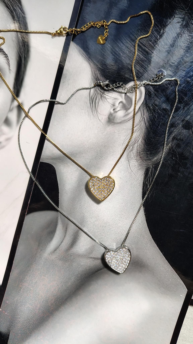 Collana cuore di strass 