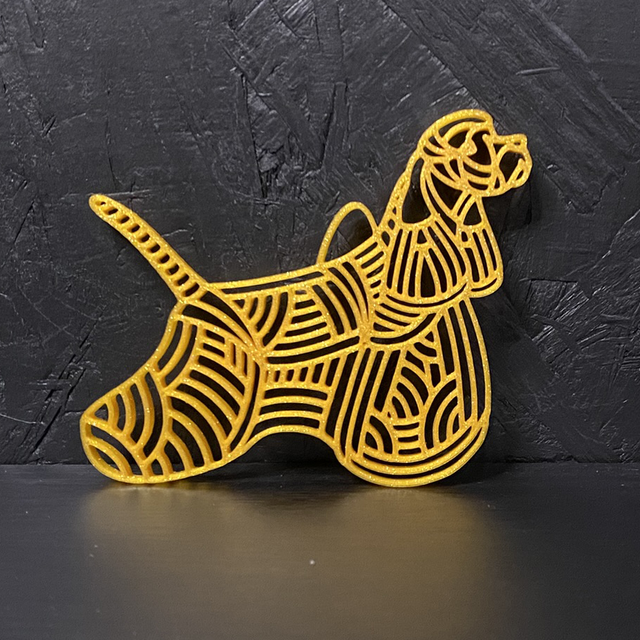 3D - American Cocker Gold Sparkle