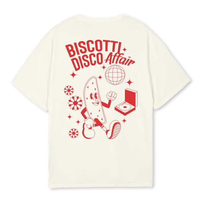 Cream White Oversized Tee - BISCOTTI DISCO AFFAIR