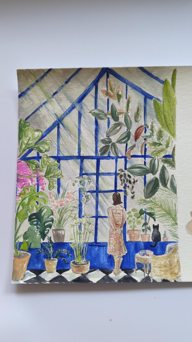 Le jardin du d&#039;hiver d&#039;une fan de plante verte.