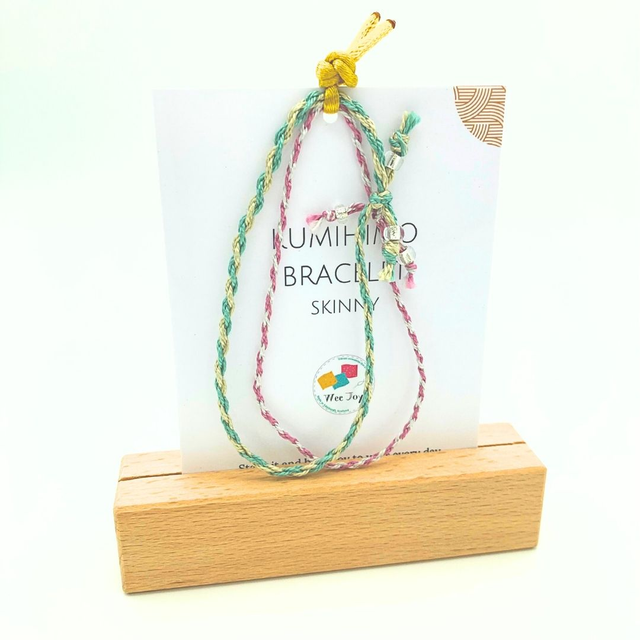 Kumihimo Bracelet Turquoise &amp; Pink Set of 2