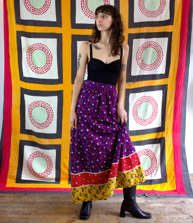 Floral Maxi Skirt, 1970’s - Size XS