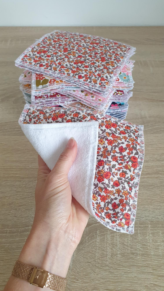 Lot de 4 serviettes visage FLEURI AUTOMNE