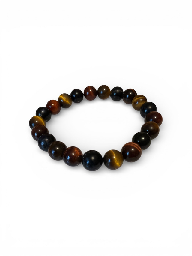 BRACELET OEIL DE TIGRE , TAUREAU ET OBSIDIENNE 