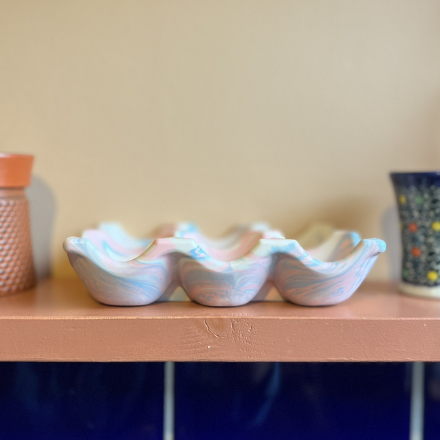 Egg tray - pale pink and blue