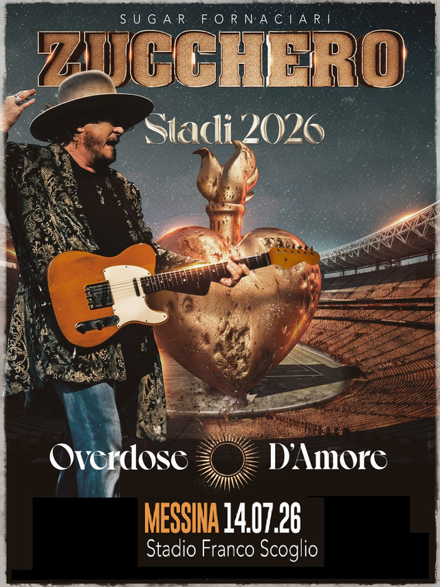 Acconto / Cauzione poltrona bus A/R - Concerto ZUCCHERO - STADI 2026 - Overdose d'amore - ME 14 Lug 2026