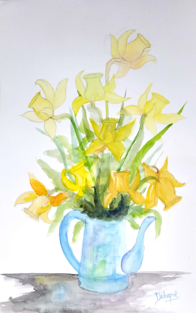 Jonquilles dans son vase bleu, 2014