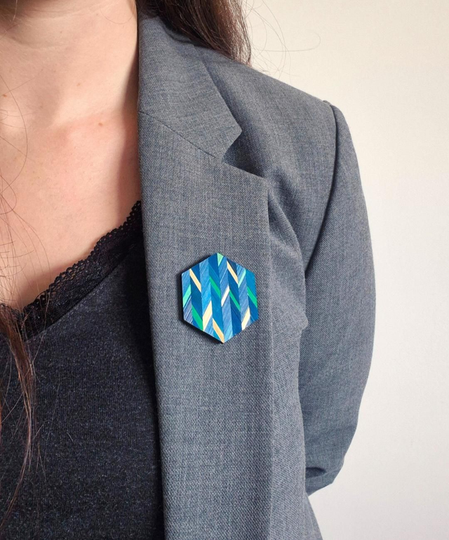 🔶 Broche Signature • Hexa Bleu 