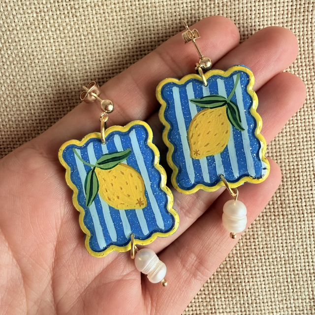 Amalfi Lemon Pearl Earrings - LIMITED EDITION