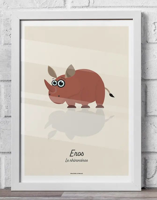06 - Carte postale enfant rhinocéros