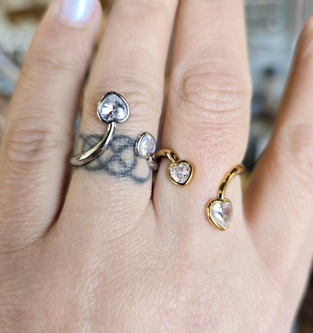 Bague réglable "Lizie" en acier inoxydable argenté ou doré (ouverte)