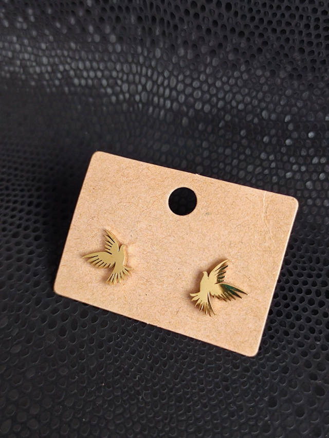 Edelstahl Ohrstecker | Vogel | Gold