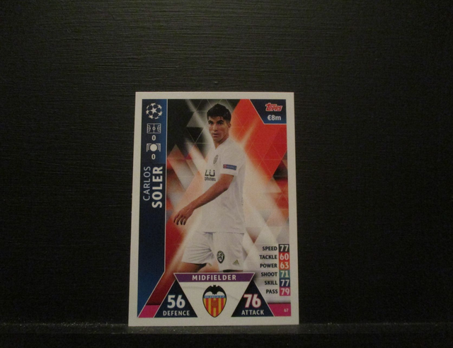 Carlos Soler - UEFA Champions League Match Attax 2018/19 Original Trading Card #67